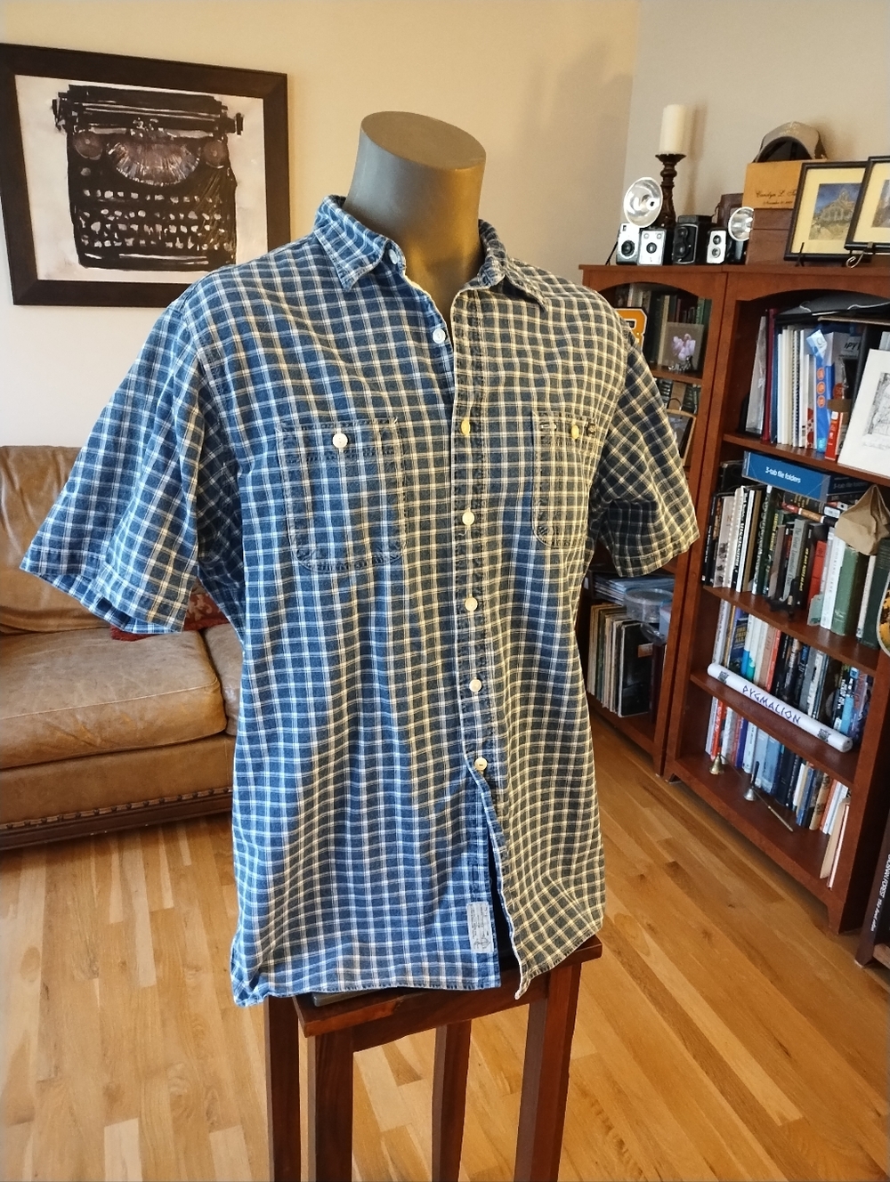 Polo By Ralph Lauren Short Sleeve Blue Check Button Front Shirt XXL / TTG